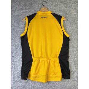 Canari Cycling Sleeveless Jersey Women Yellow Gold & Black 1/2 Zip Rear Pockets
